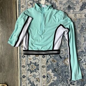 Mint Green and White Long Sleeve Top